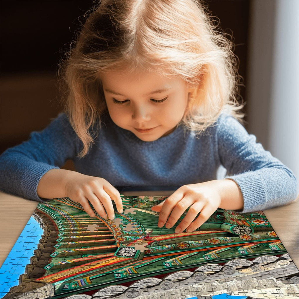Changdeokgung Temple Roof, South Korea; Wooden Jigsaw Puzzle 500 pcs (Vertical)
