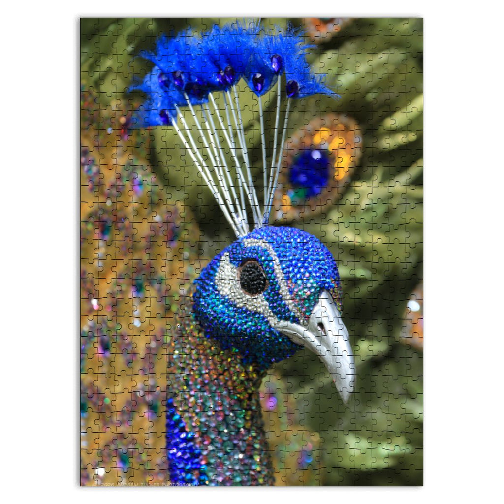 Beaded Peacock, Singapore; Wooden Jigsaw Puzzle 500 pcs (Vertical)