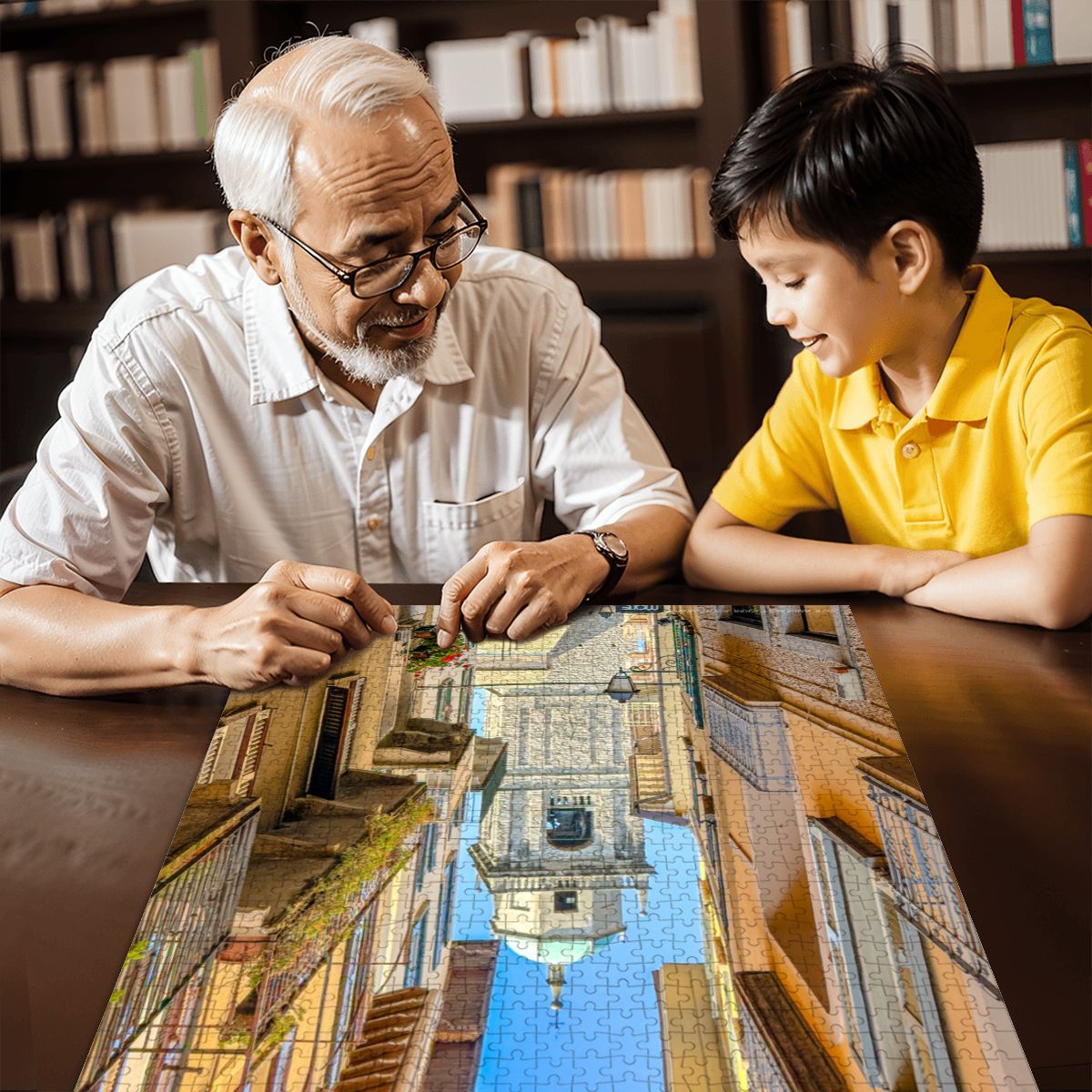 San Giacomo Bell Tower, Bellagio, Italy; Wooden Jigsaw Puzzles 1000 pcs (Vertical)