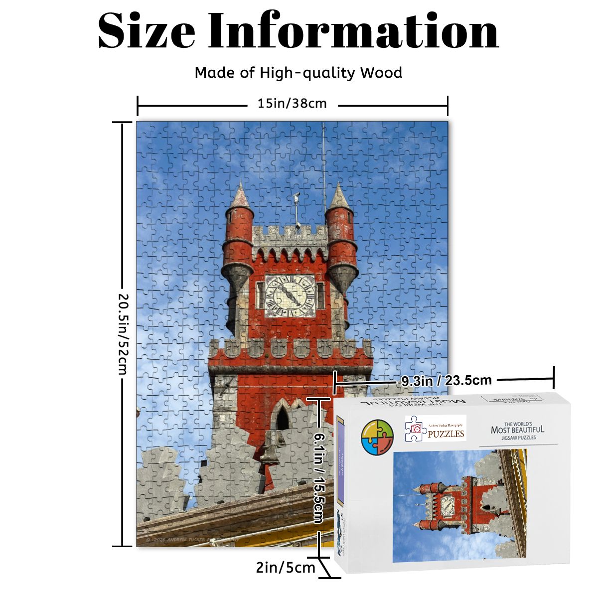 Pena Palace Red Tower, Sintra, Portugal; Wooden Jigsaw Puzzles 500 pcs (Vertical)