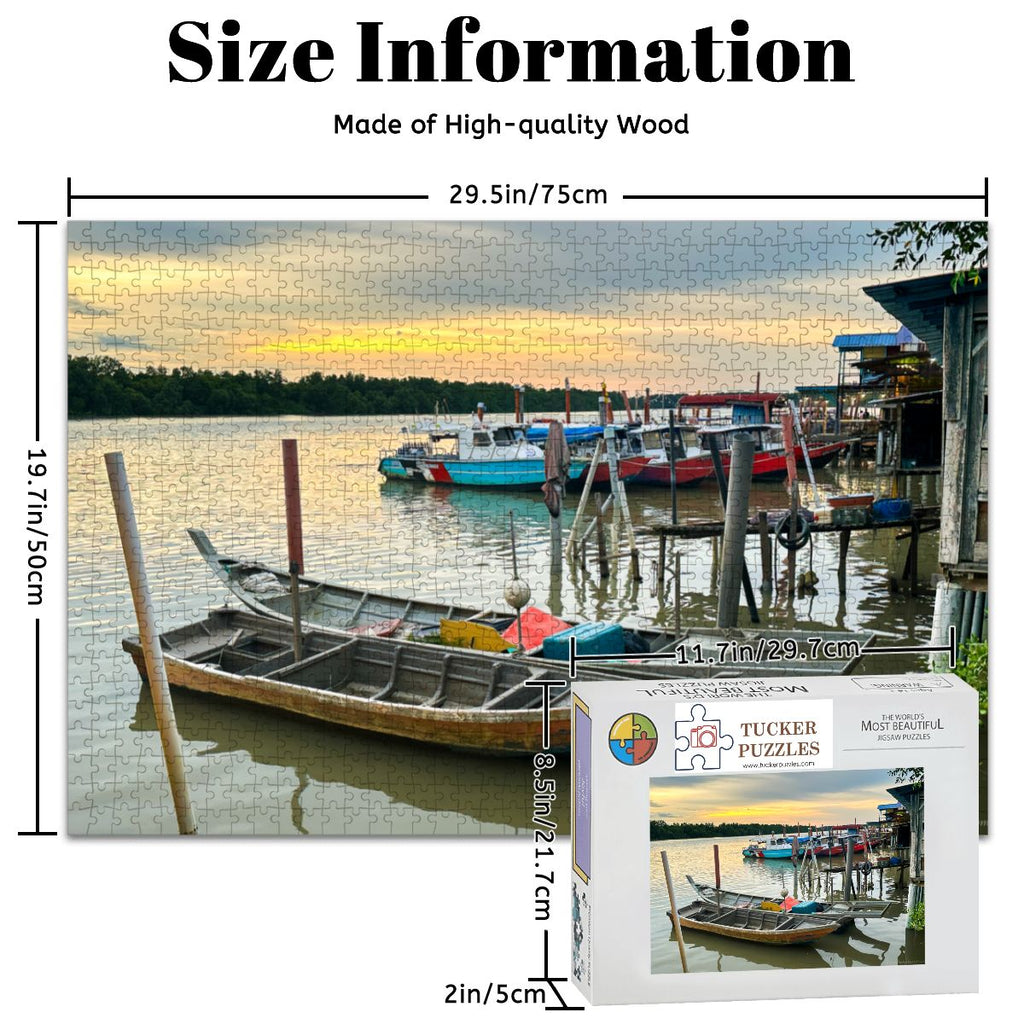 Malaysian Fishing Village: Wooden Jigsaw Puzzle 1000 pcs (Horizontal)