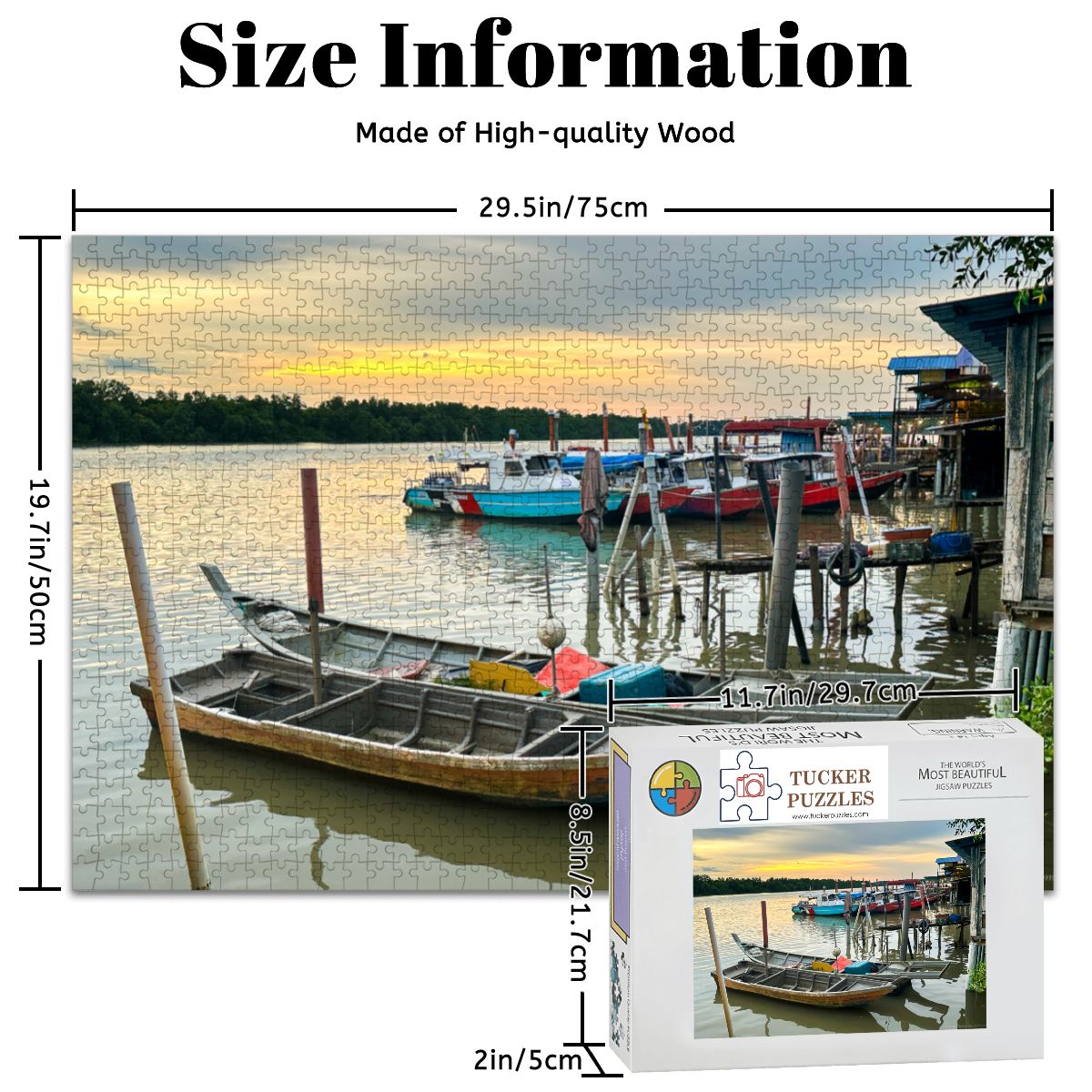 Malaysian Fishing Village: Wooden Jigsaw Puzzle 1000 pcs (Horizontal)