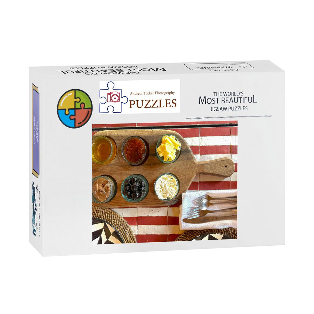 Moroccan Breakfast, Marrakech, Morocco, 2026; Wooden Jigsaw Puzzles 500 pcs (Vertical) IMG68701
