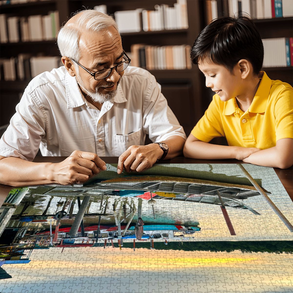 Malaysian Fishing Village: Wooden Jigsaw Puzzle 1000 pcs (Horizontal)