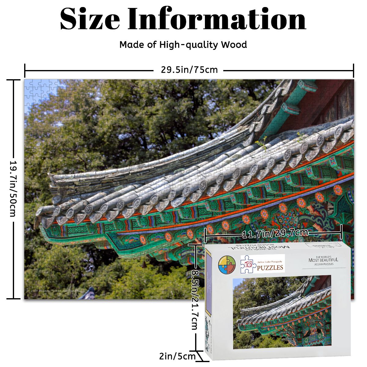 Korean Temple Roof, South Korea, 2024; Wooden Jigsaw Puzzles 1000 pcs (Horizontal)