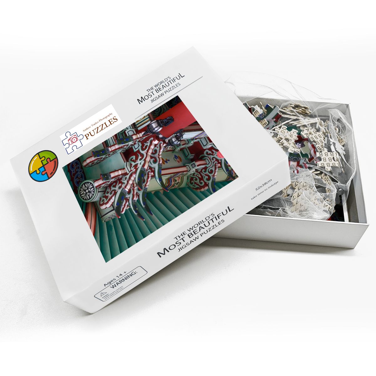 Korean Temple Soffit 2, South Korea, Wooden Jigsaw Puzzles 500 pcs (Vertical)