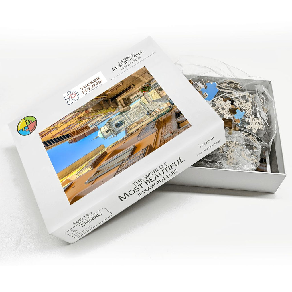 PUZZLE OF THE MONTH! San Giacomo Bell Tower, Bellagio, Italy; Wooden Jigsaw Puzzle 1000 pcs (Vertical)