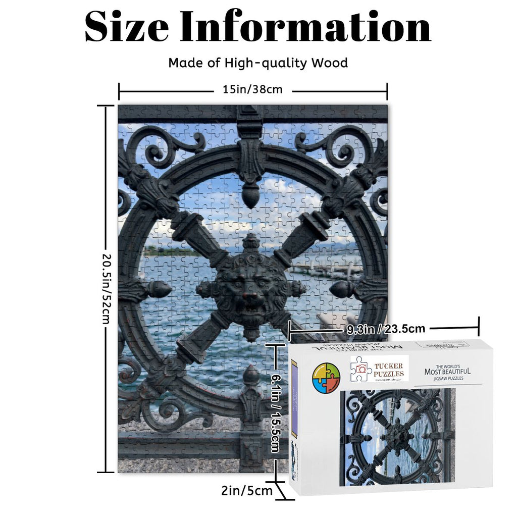Zurich Waterfront Abstract; Wooden Jigsaw Puzzle 500 pcs (Vertical)