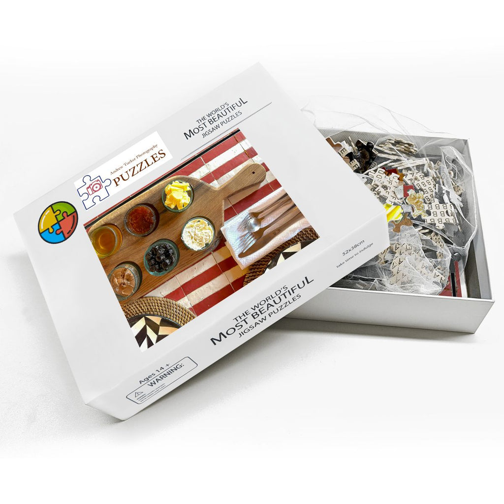 Moroccan Breakfast, Marrakech, Morocco, 2026; Wooden Jigsaw Puzzles 500 pcs (Vertical) IMG68701