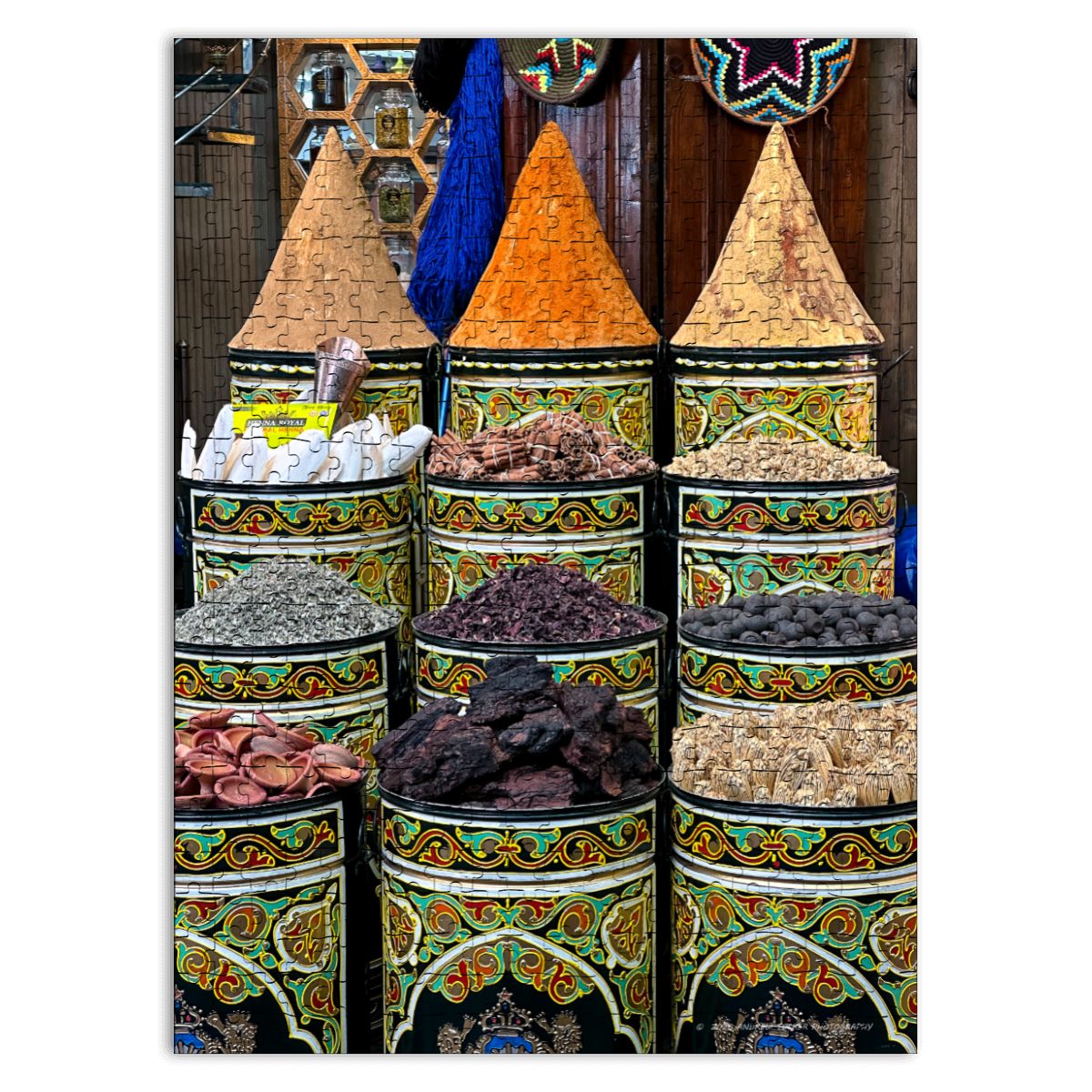 Herbs and Spices, Marrakesh, Morocco; Wooden Jigsaw Puzzles 500 pcs (Vertical), FREE SHIPPING!