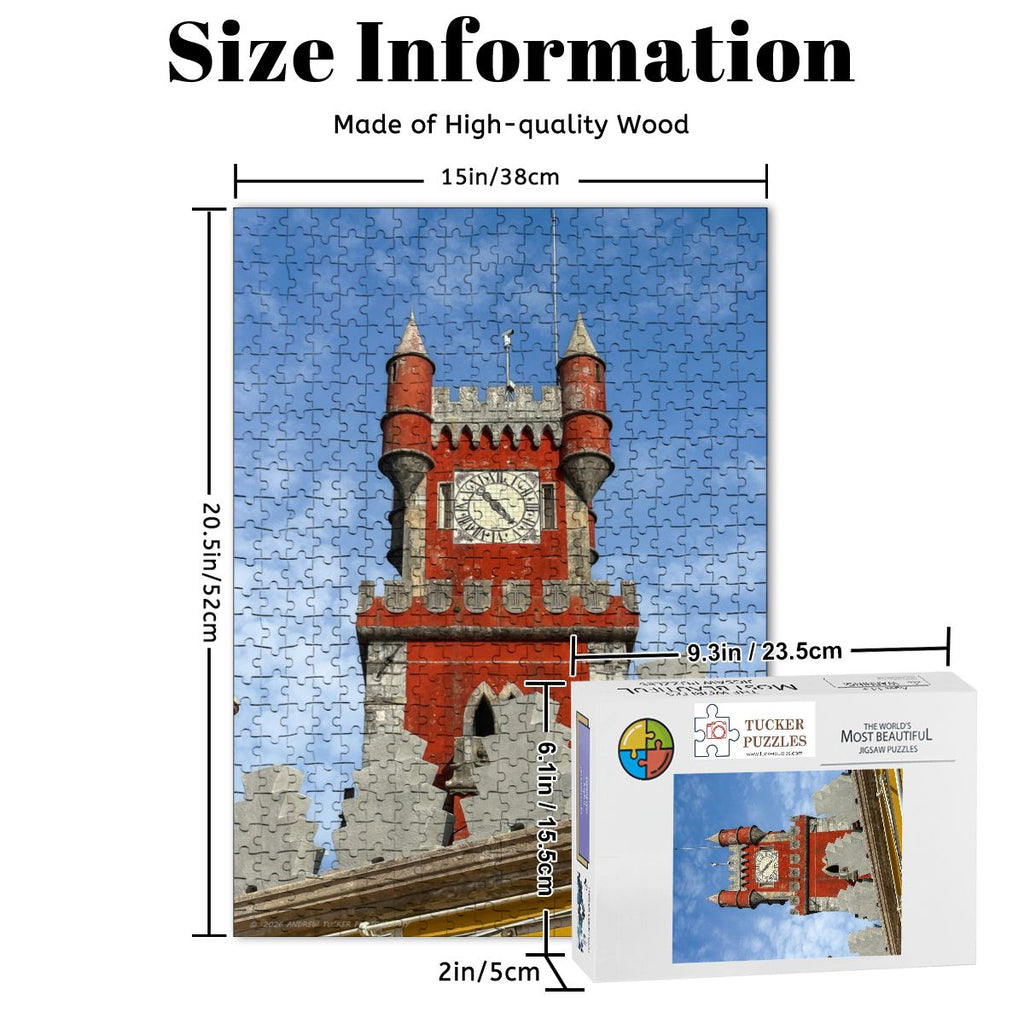 Pena Palace Red Tower, Sintra, Portugal; Wooden Jigsaw Puzzle 500 pcs (Vertical)