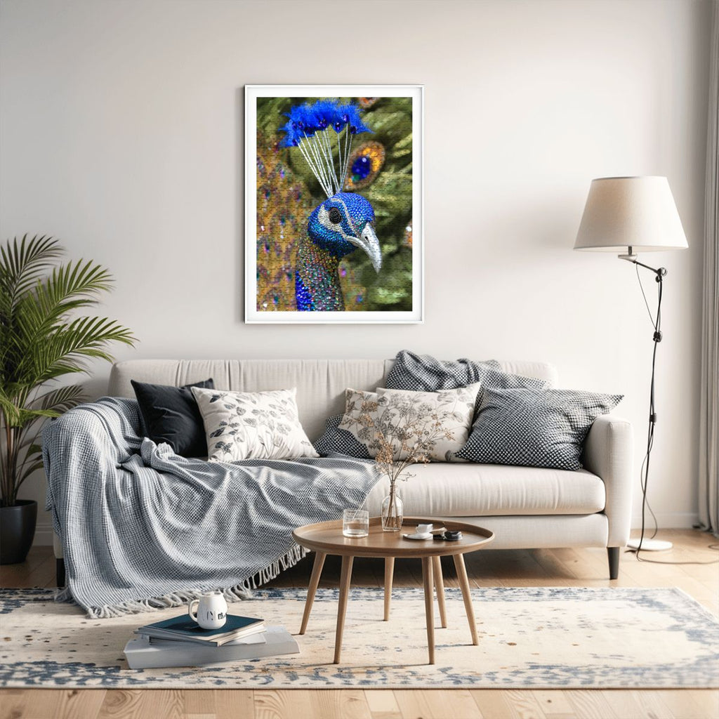 Beaded Peacock, Singapore; Wooden Jigsaw Puzzles 500 pcs (Vertical)