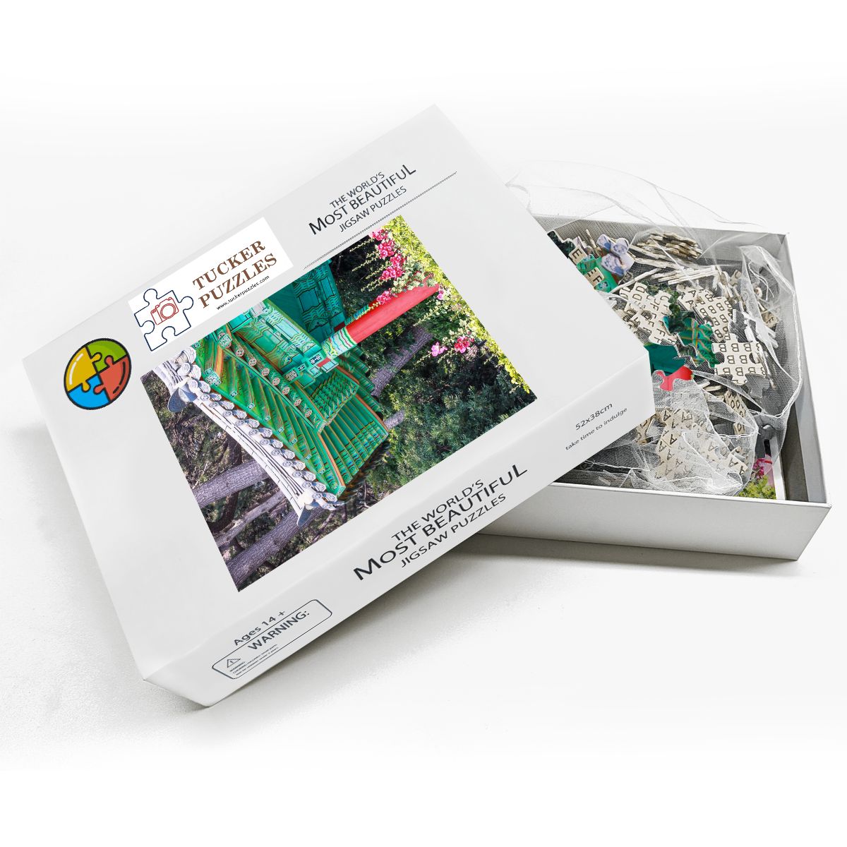 Traditional coastal pavilion located on Dongbaekseom Island, South Korea; Wooden Jigsaw Puzzle 500 pcs (Vertical)