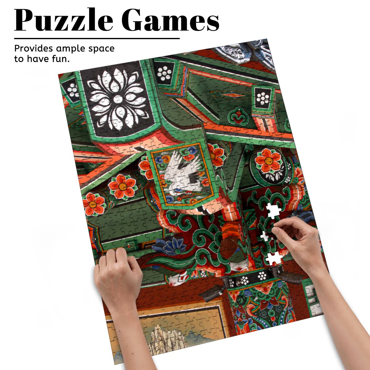 Korean Temple Soffit, South Korea, 2024; Wooden Jigsaw Puzzles 500 pcs (Vertical)