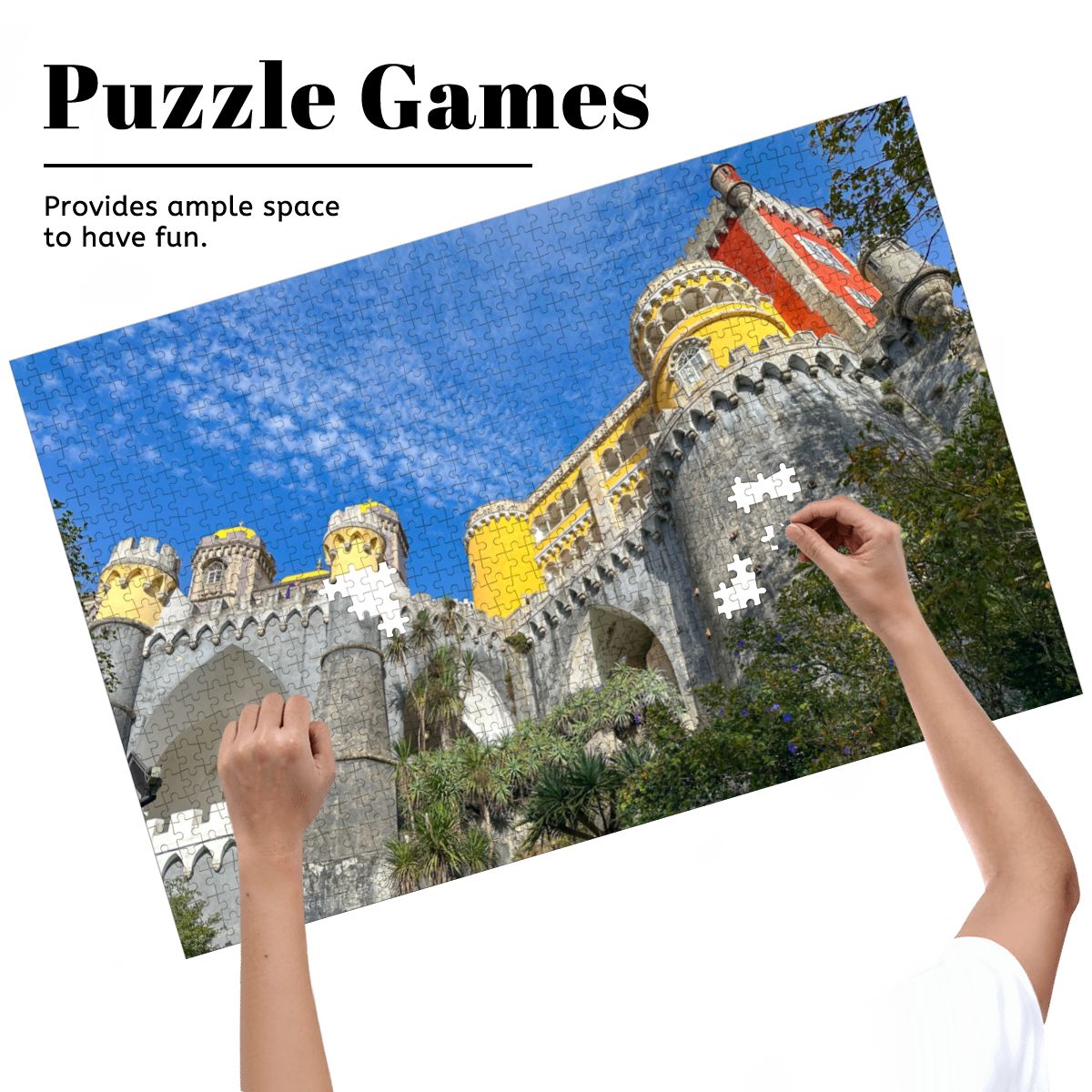 Pena Palace, Sintra, Portugal; Wooden Jigsaw Puzzles 1000 pcs (Horizontal)