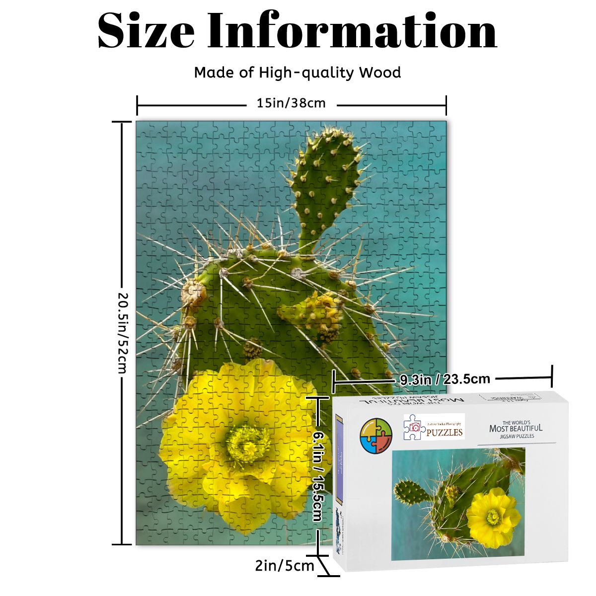 Wooden Jigsaw Puzzles 500 pcs (Vertical) Cacti Plant, Curacao 20265