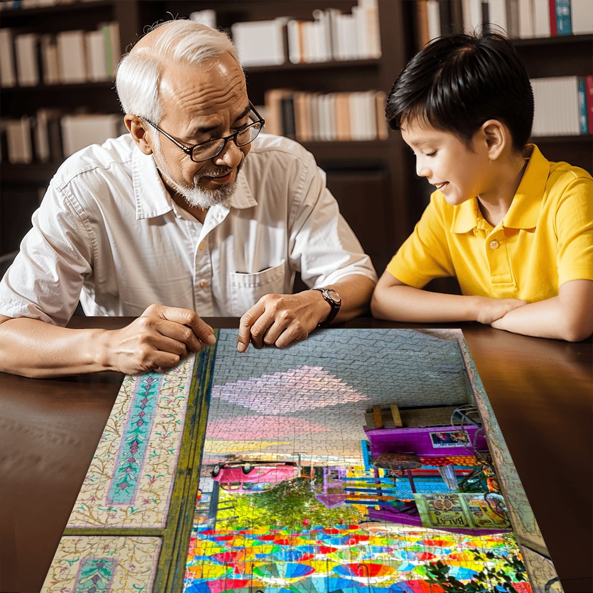 Cafe Fener-Balat, Istanbul Wooden Jigsaw Puzzle 1000 pcs (Vertical)