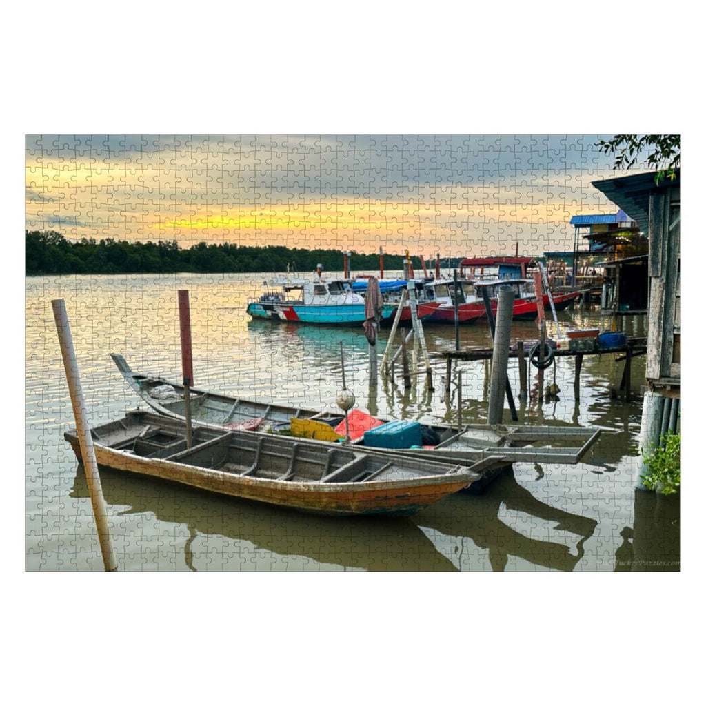 Malaysian Fishing Village: Wooden Jigsaw Puzzle 1000 pcs (Horizontal)