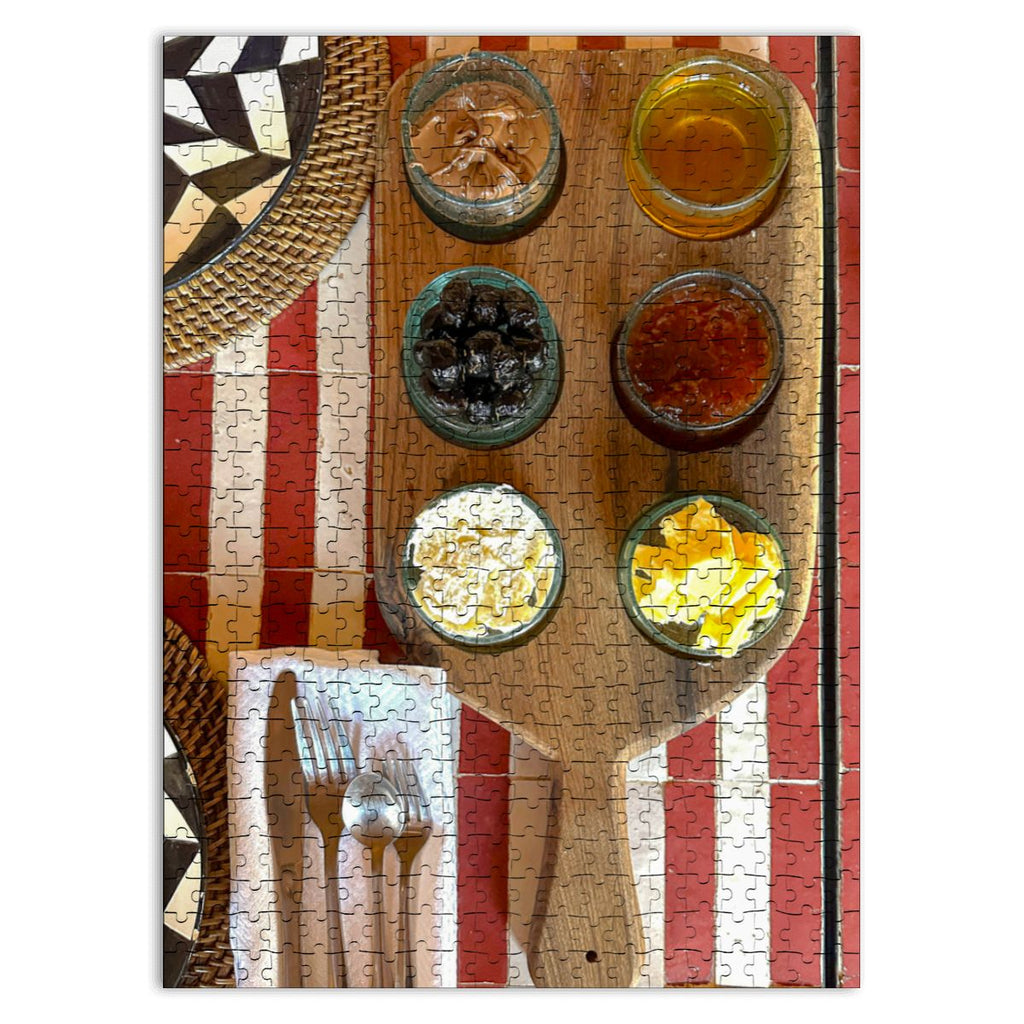 Moroccan Breakfast, Marrakech, Morocco; Wooden Jigsaw Puzzle 500 pcs (Vertical)