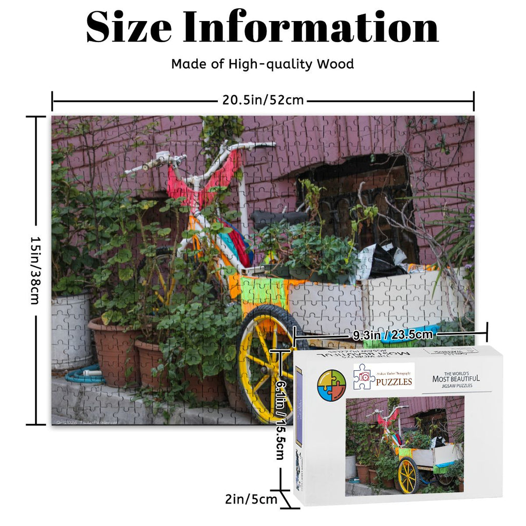 Garden Tricycle Cart, Istanbul; Wooden Jigsaw Puzzle 500 pcs (Horizontal)