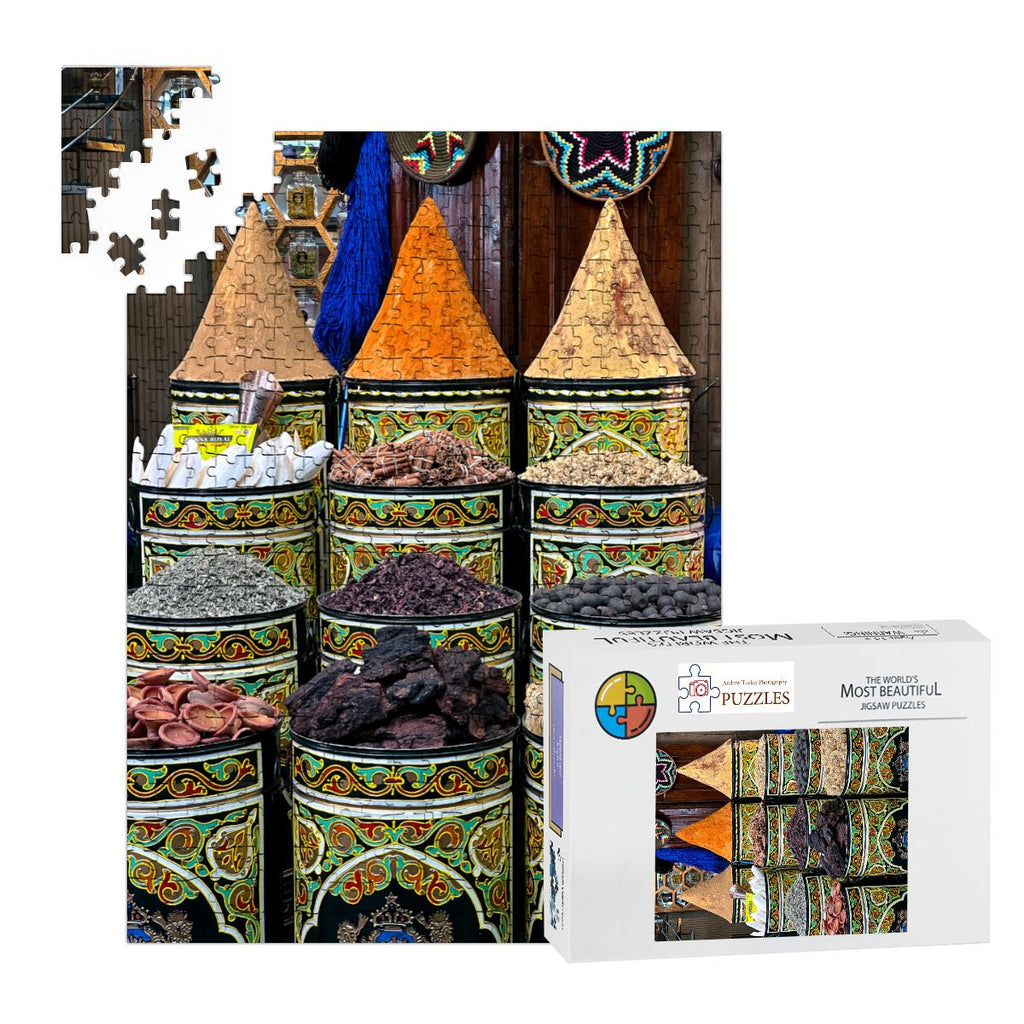 Herbs and Spices, Marrakesh, Morocco; Wooden Jigsaw Puzzles 500 pcs (Vertical), FREE SHIPPING!