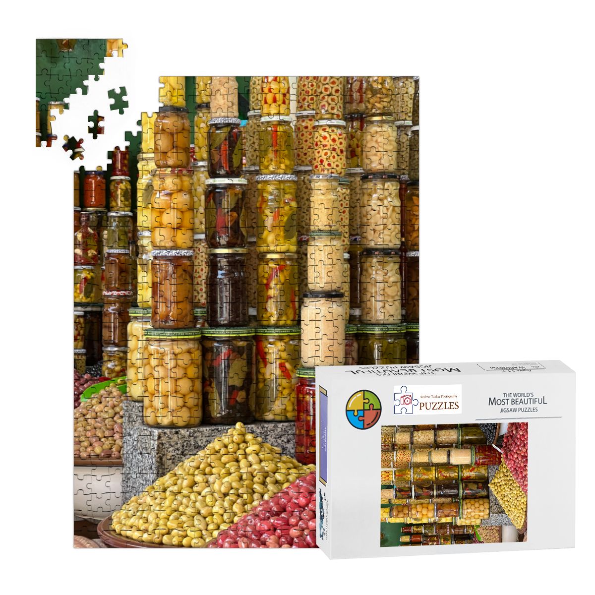 Medina Market, Marrakesh, Morocco; 2025 Wooden Jigsaw Puzzles 500 pcs (Vertical)