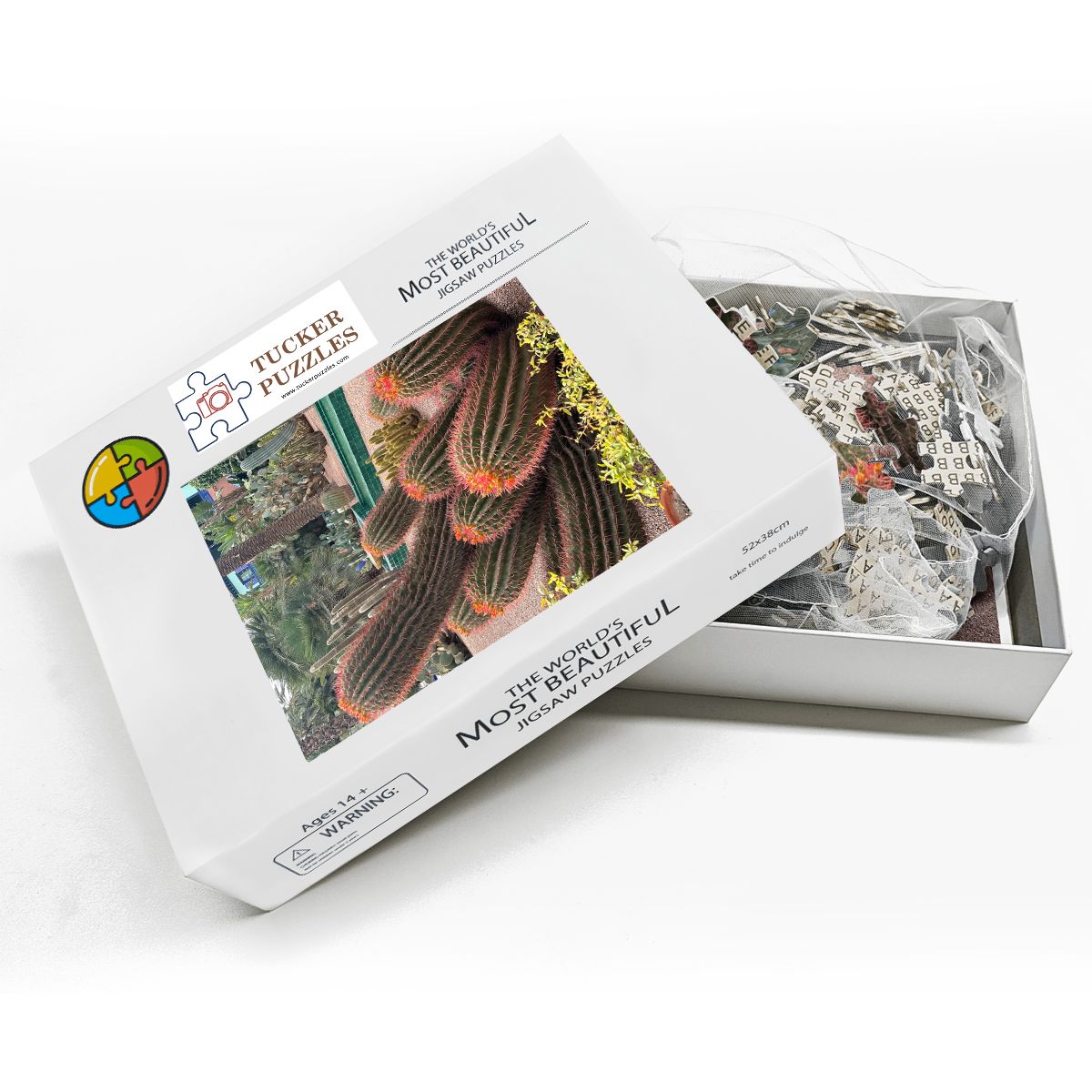 Sonoran Desert Cacti Garden,  Morocco; Wooden Jigsaw Puzzle 500 pcs (Vertical)
