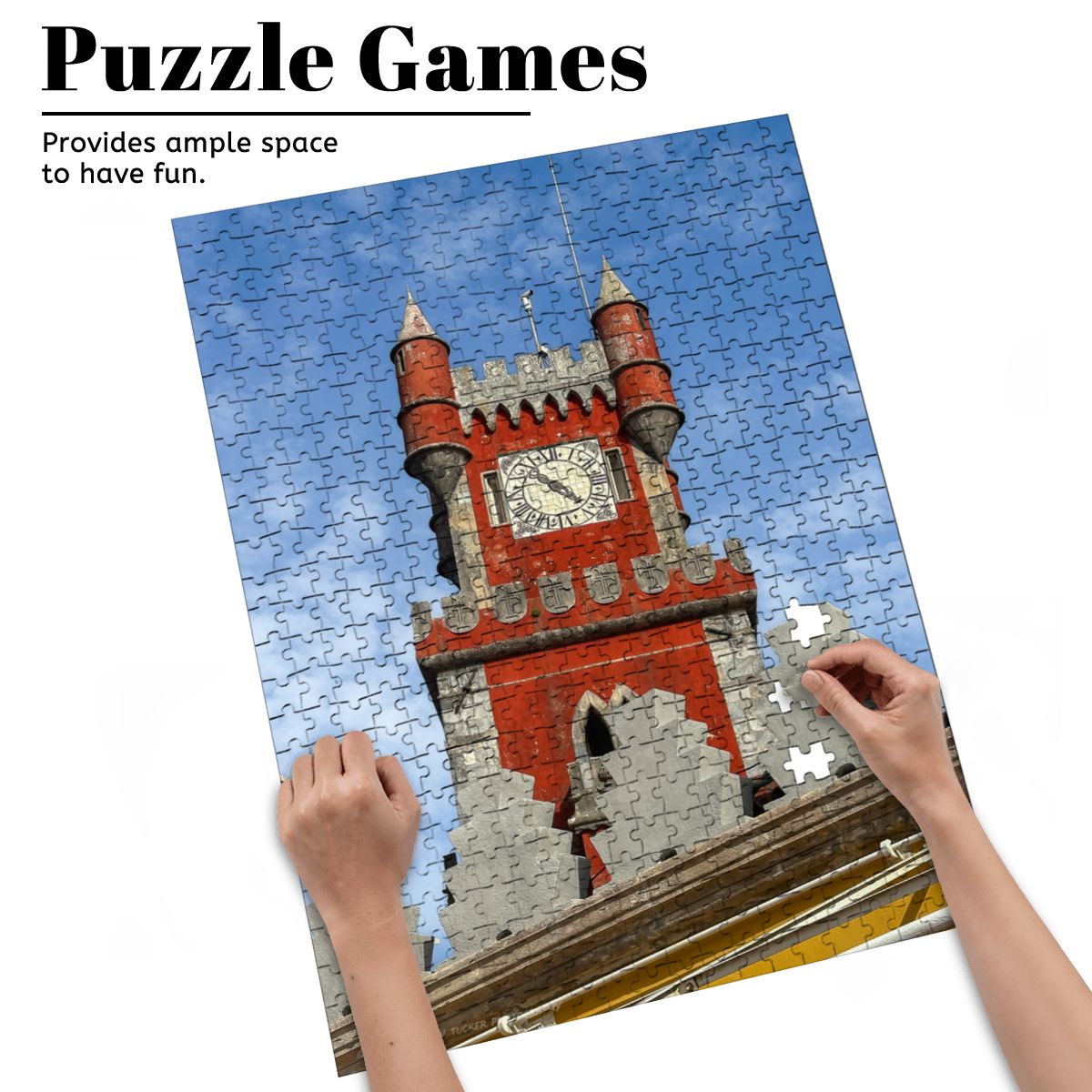 Pena Palace Red Tower, Sintra, Portugal; Wooden Jigsaw Puzzles 500 pcs (Vertical)