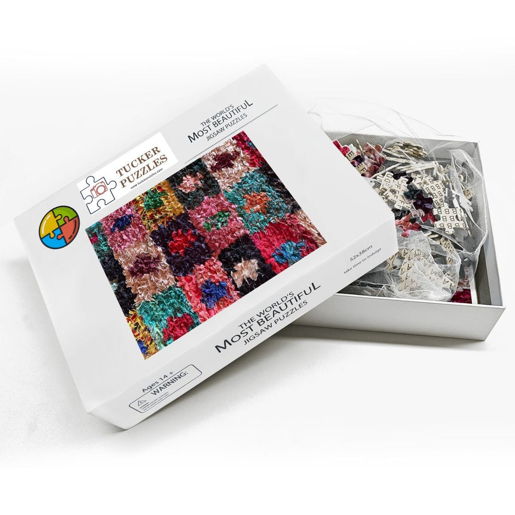 Moroccan Rug, Atlas Mountains, Morocco; Wooden Jigsaw Puzzle 500 pcs (Vertical)