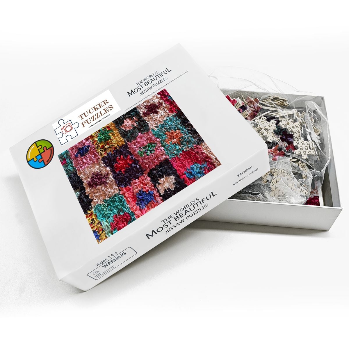 Moroccan Rug, Atlas Mountains, Morocco; Wooden Jigsaw Puzzle 500 pcs (Vertical)