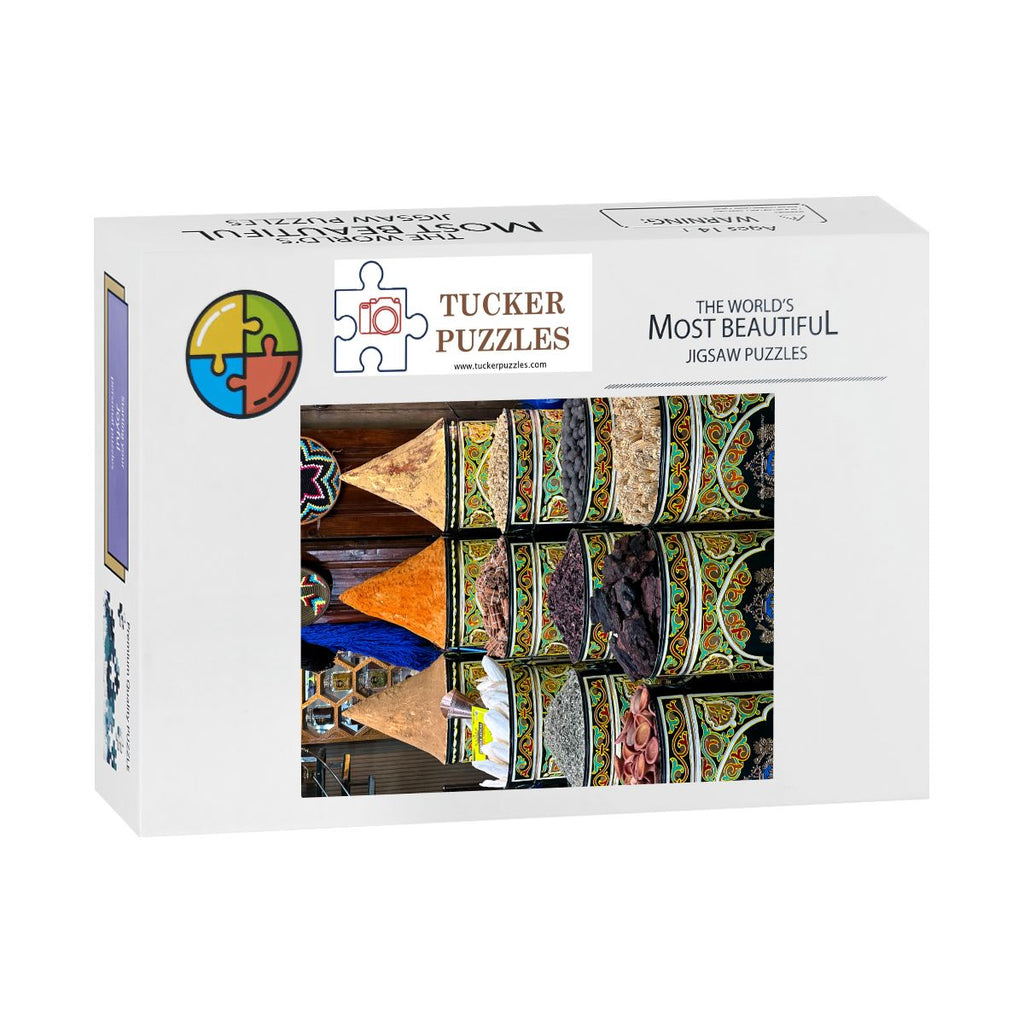 Herbs and Spices, Marrakesh, Morocco; Wooden Jigsaw Puzzle 500 pcs (Vertical)