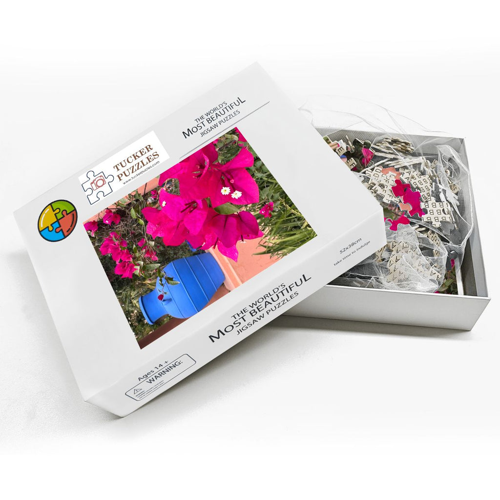 Moroccan Vase & Flowers: Marrakesh, Morocco; Wooden Jigsaw Puzzle 500 pcs (Vertical)