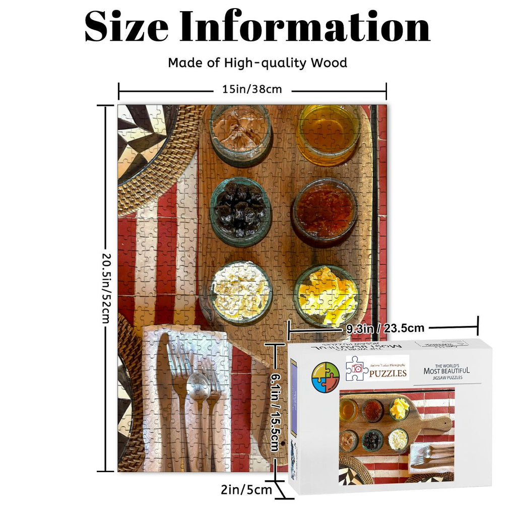 Moroccan Breakfast, Marrakech, Morocco, 2026; Wooden Jigsaw Puzzles 500 pcs (Vertical) IMG68701