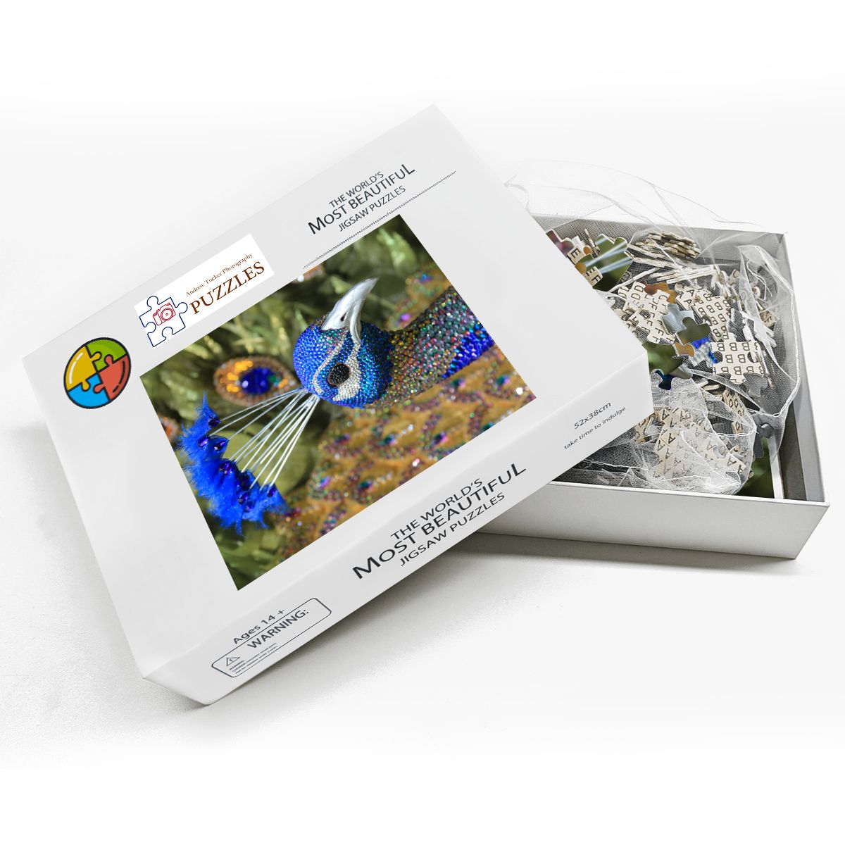 Beaded Peacock, Singapore; Wooden Jigsaw Puzzles 500 pcs (Vertical)