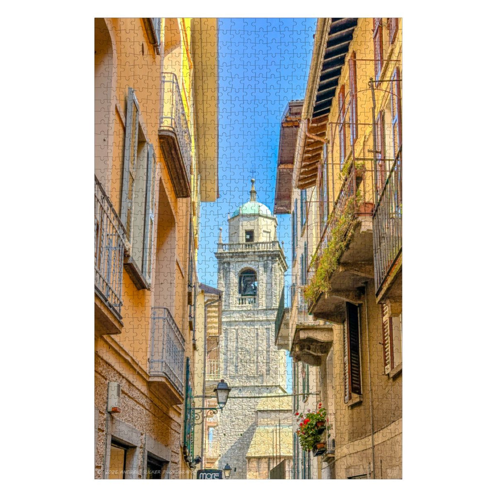 PUZZLE OF THE MONTH! San Giacomo Bell Tower, Bellagio, Italy; Wooden Jigsaw Puzzle 1000 pcs (Vertical)