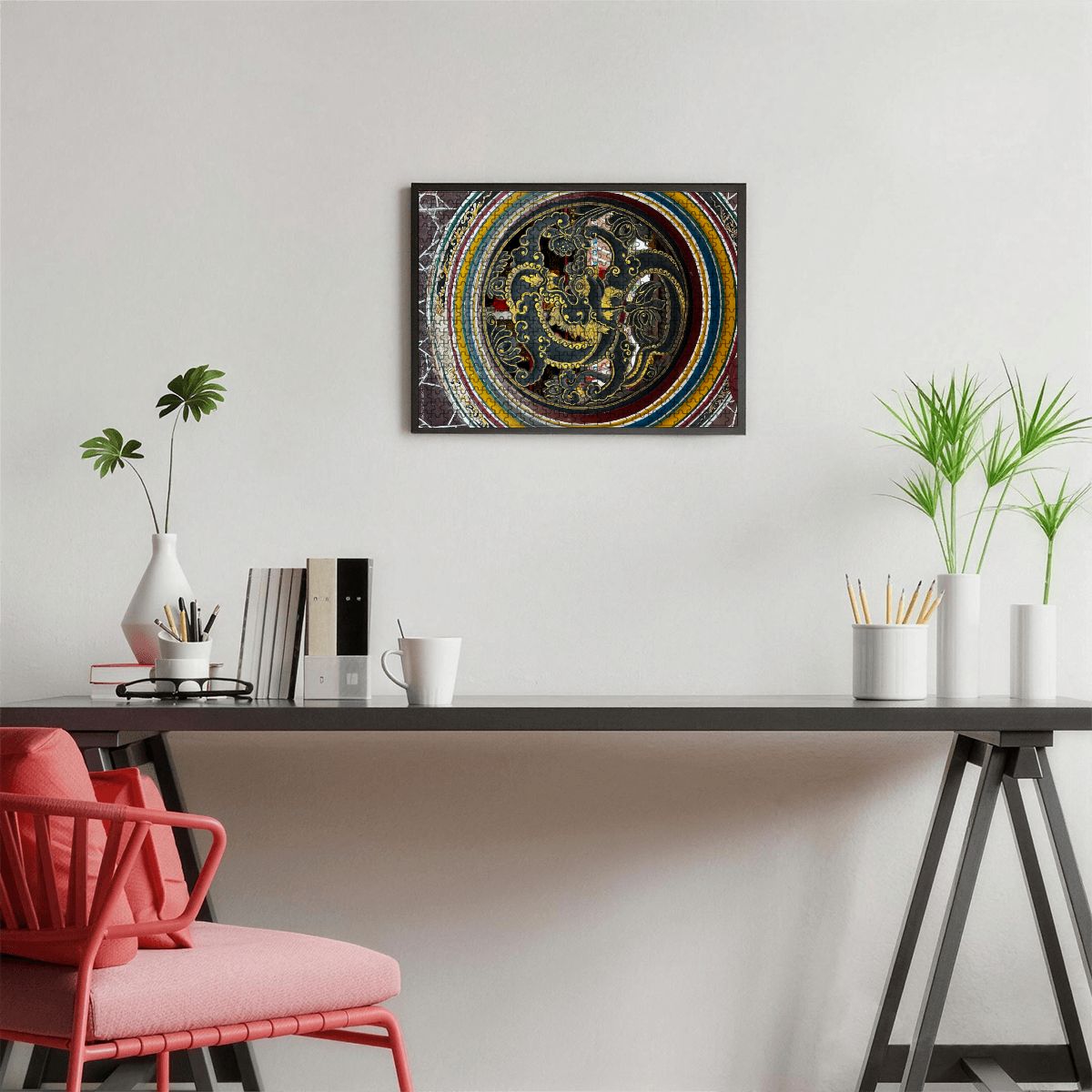 Cheng Hoon Teng Temple Dragon Medallion, Maylasia; 500pcs Wooden Jigsaw Puzzles (Horizontal) (Made in USA)