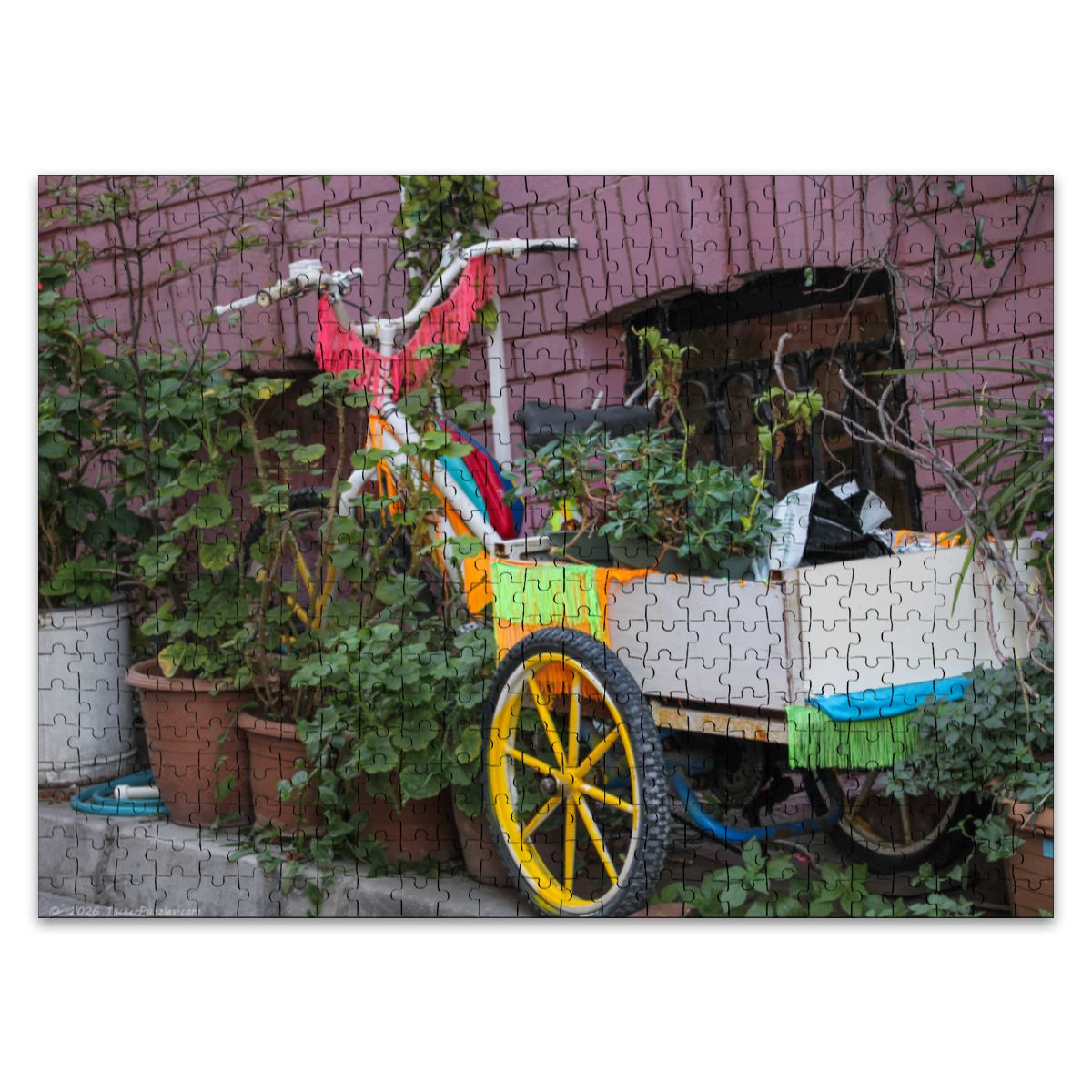 Garden Tricycle Cart, Istanbul; Wooden Jigsaw Puzzle 500 pcs (Horizontal)
