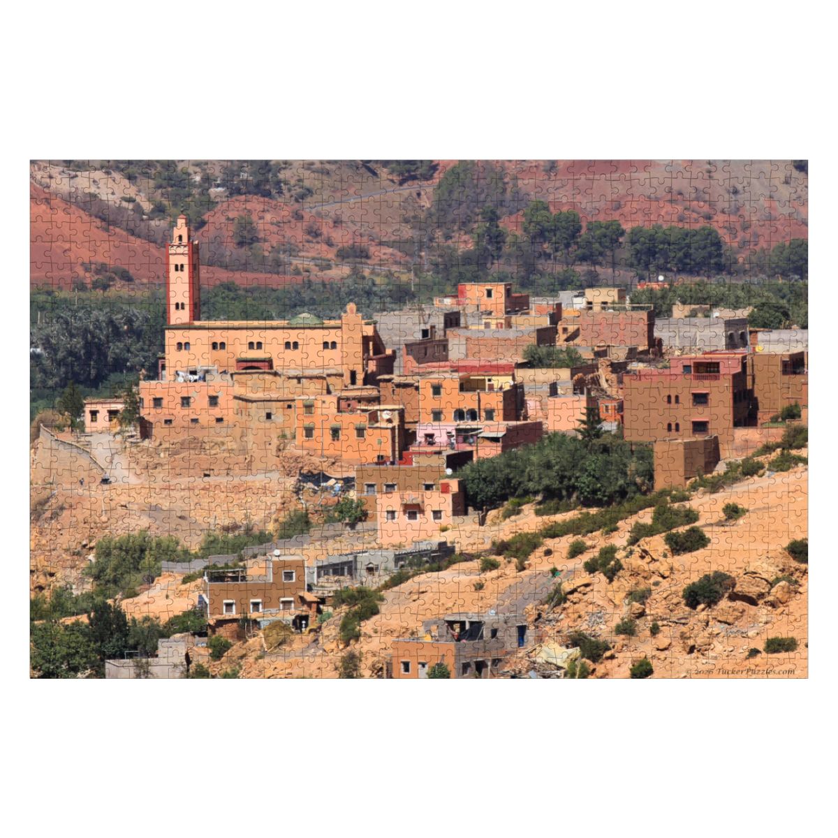 Berber Village, Atlas Mountains, Morocco; Wooden Jigsaw Puzzle 1000 pcs (Horizontal)