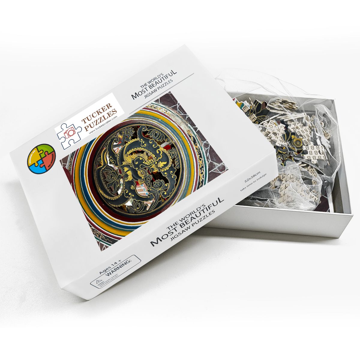 Cheng Hoon Teng Temple Dragon Medallion, Melaka, Malaysia; Wooden Jigsaw Puzzle 500 pcs (Vertical)