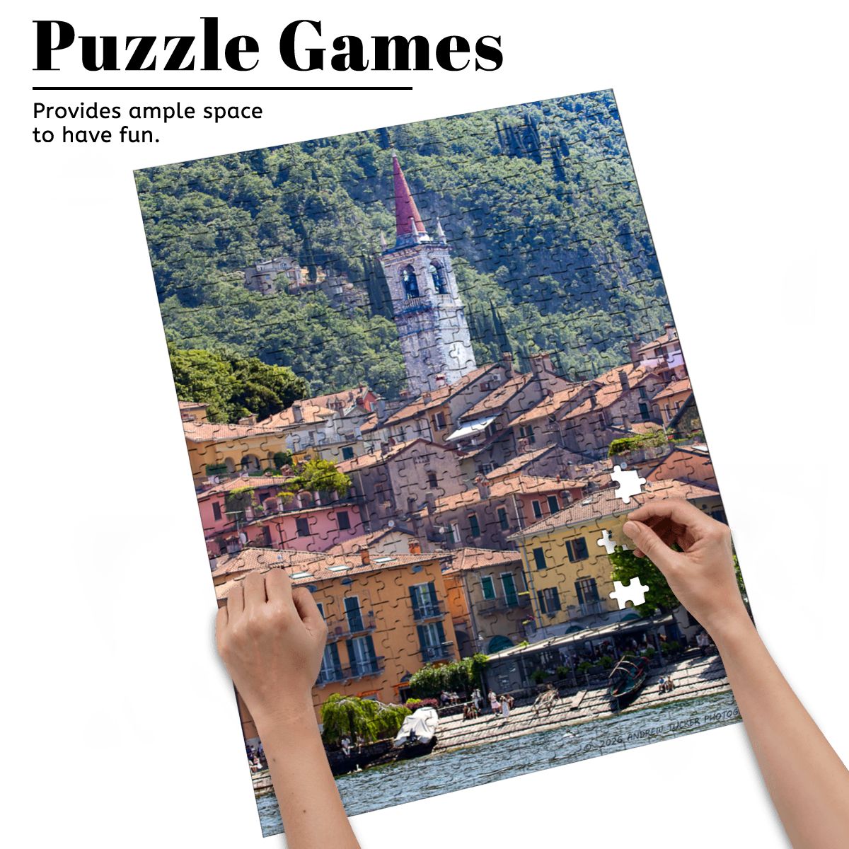 Varenna from Lake Como; Wooden Jigsaw Puzzle 500 pcs (Vertical)