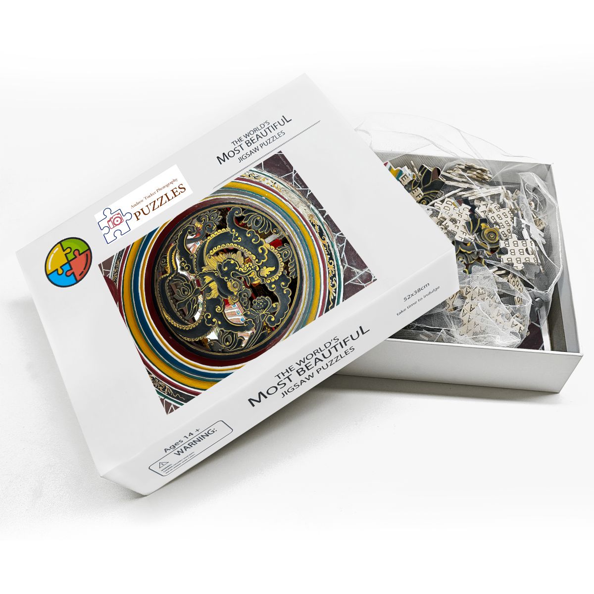 Cheng Hoon Teng Temple Dragon Medallion, Malaysia; Wooden Jigsaw Puzzle 500 pcs (Vertical)