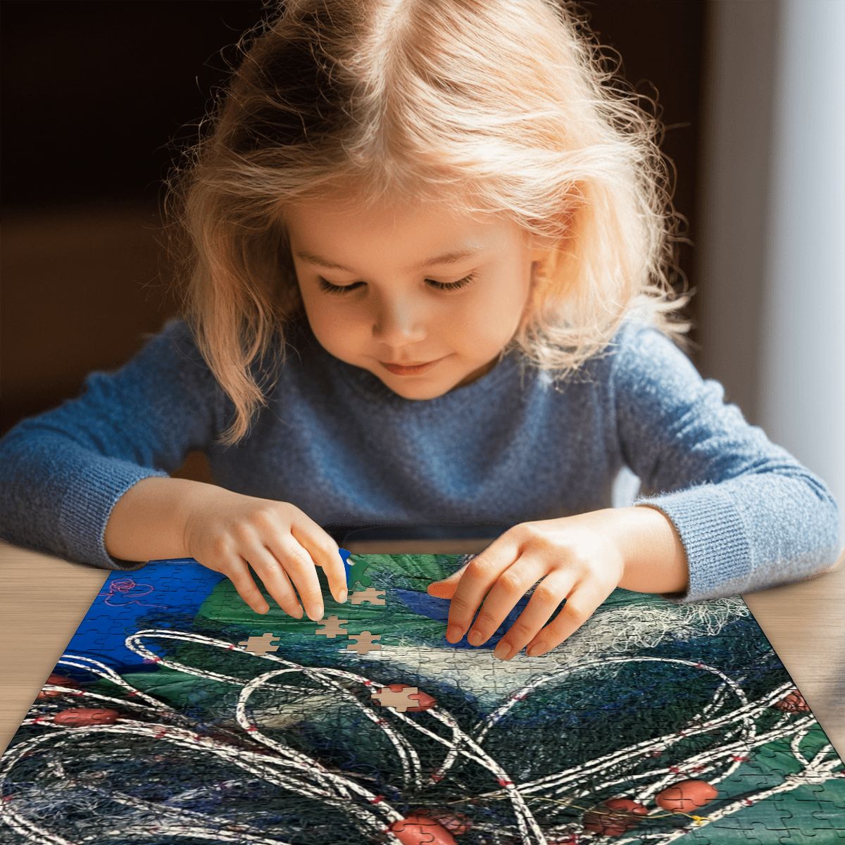 Fishing Nets, Malaysia, 2025; Wooden Jigsaw Puzzles 500 pcs (Vertical)