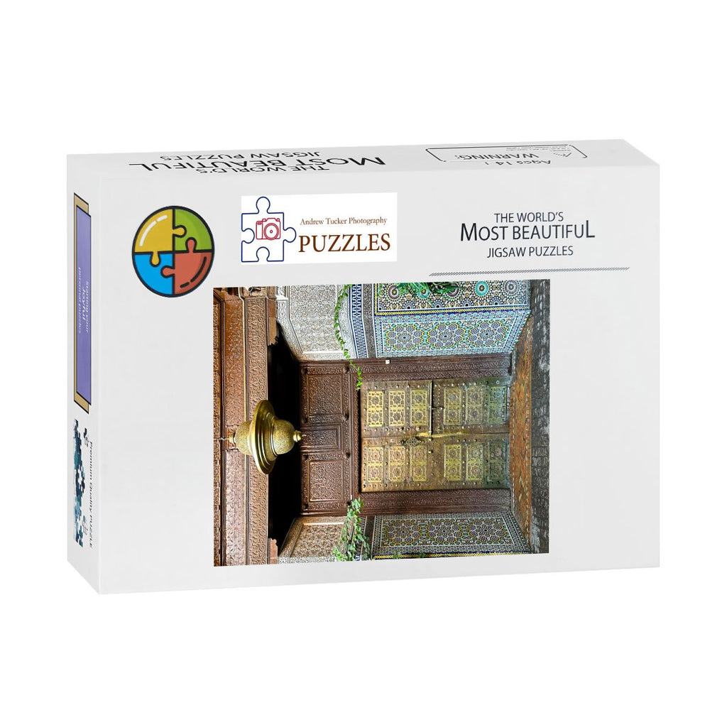 Doorway, Medina, Marrakesh, MOROCCO; 2025; Wooden Jigsaw Puzzles 500 pcs (Vertical)