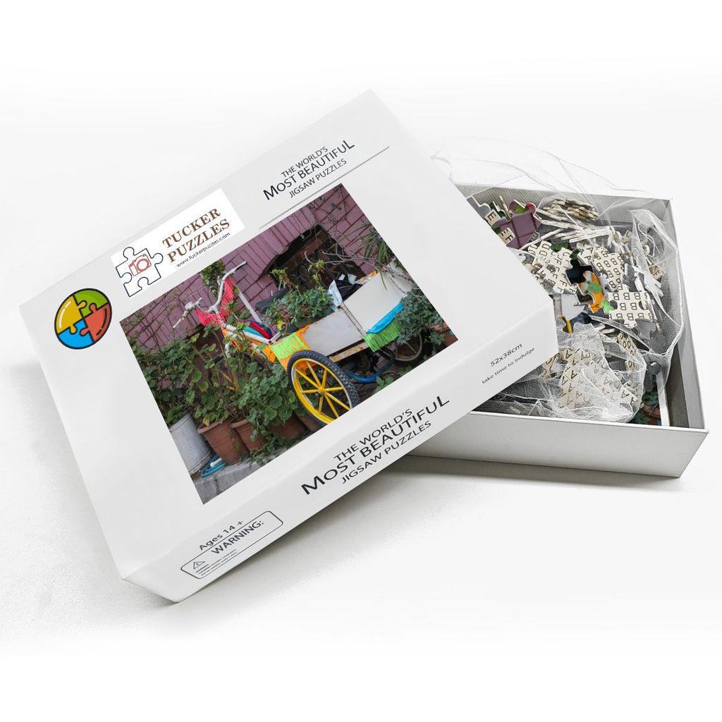 Garden Tricycle Cart, Istanbul; Wooden Jigsaw Puzzle 500 pcs (Horizontal)