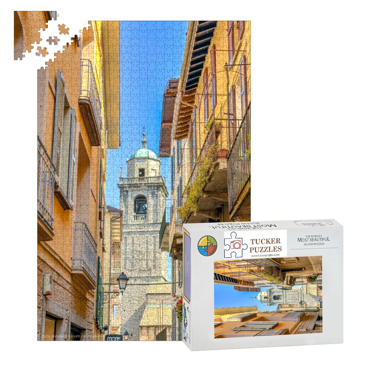San Giacomo Bell Tower, Bellagio, Italy; Wooden Jigsaw Puzzle 1000 pcs (Vertical)