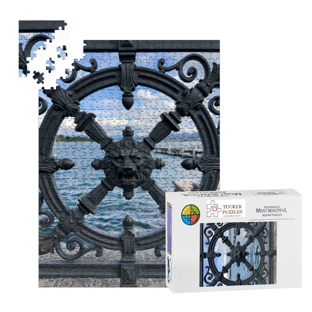 Zurich Waterfront Abstract; Wooden Jigsaw Puzzle 500 pcs (Vertical)