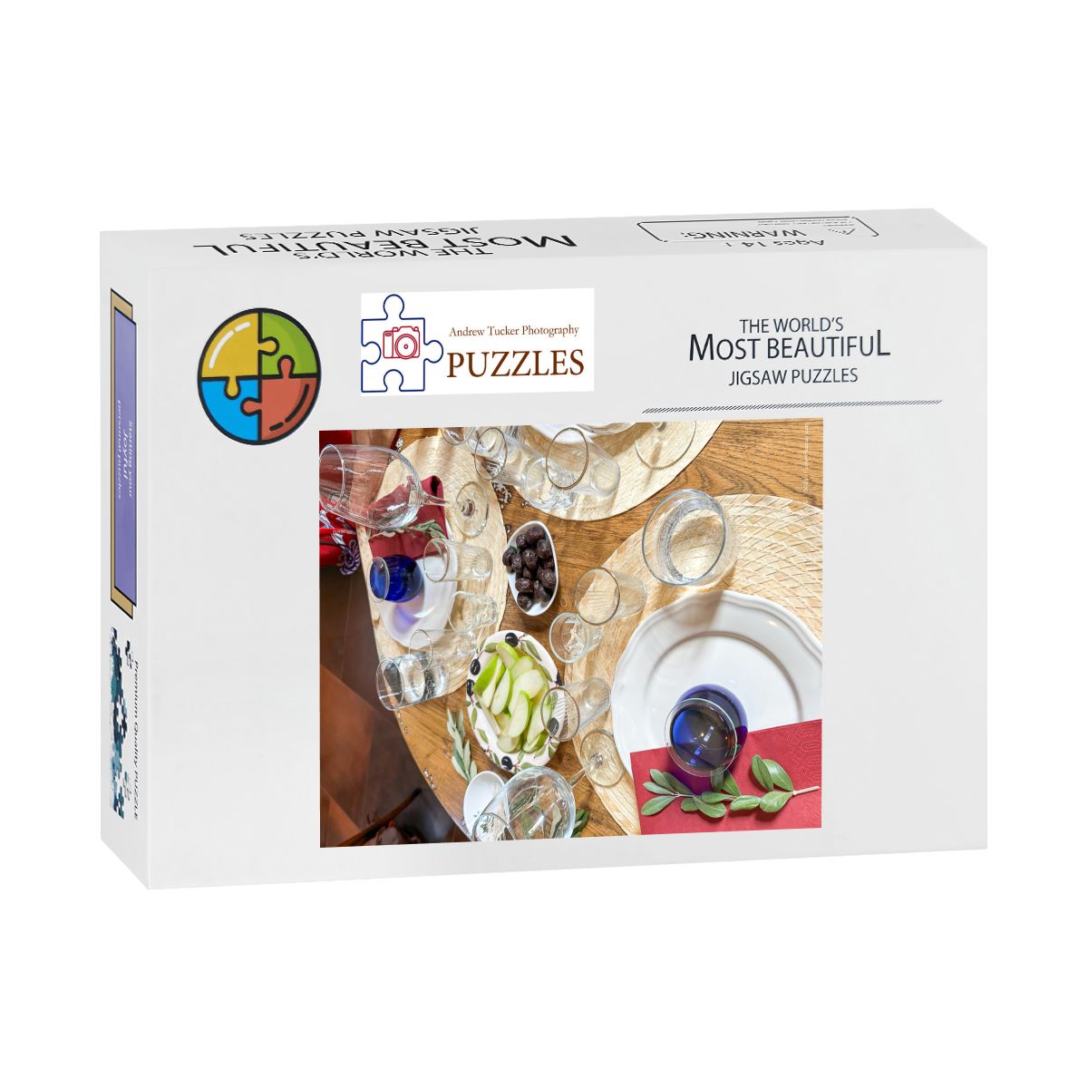 Wine Tasting Table Setting, Town of Sirince, Turkey; Wooden Jigsaw Puzzle 500 pcs (Vertical)