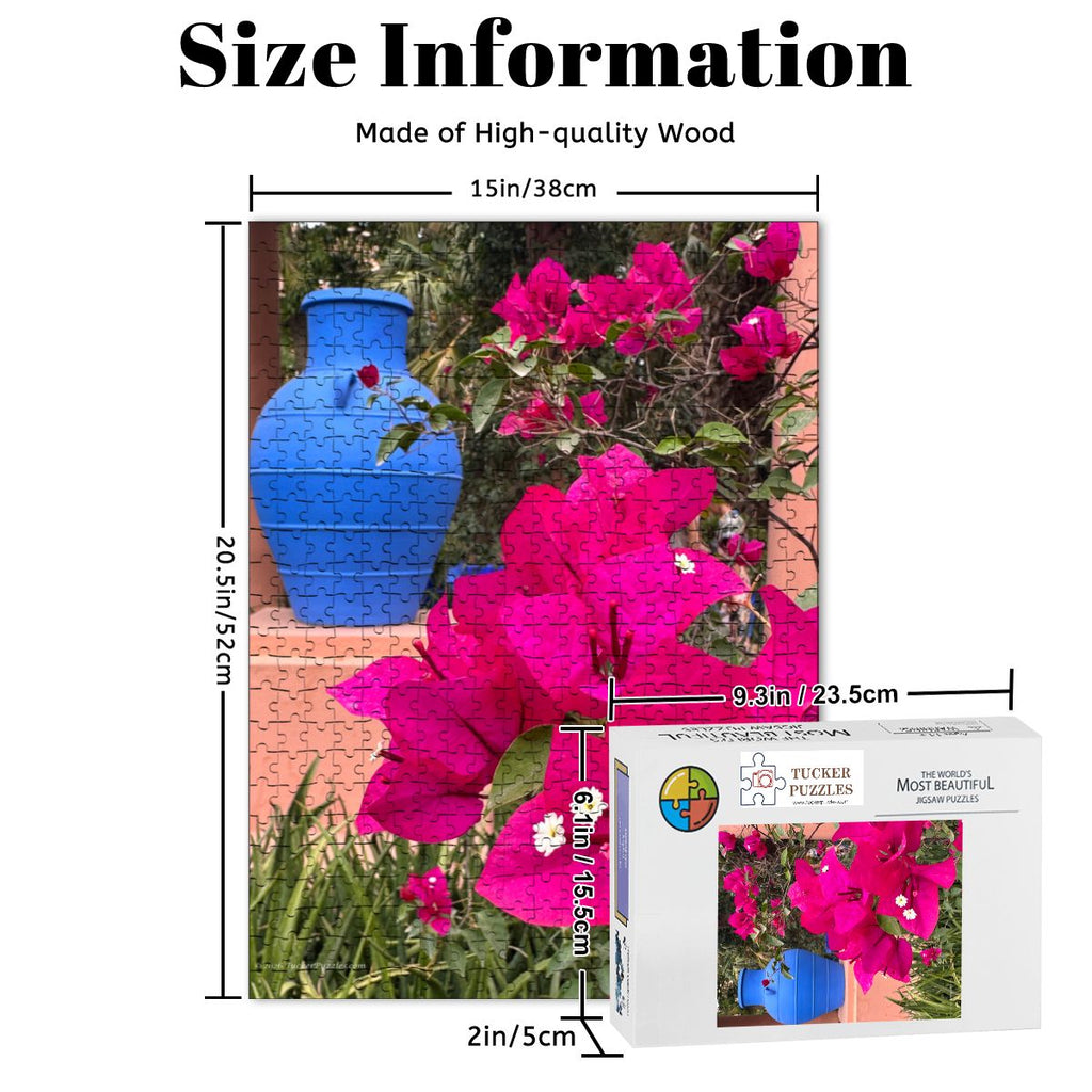 Moroccan Vase & Flowers: Marrakesh, Morocco; Wooden Jigsaw Puzzle 500 pcs (Vertical)