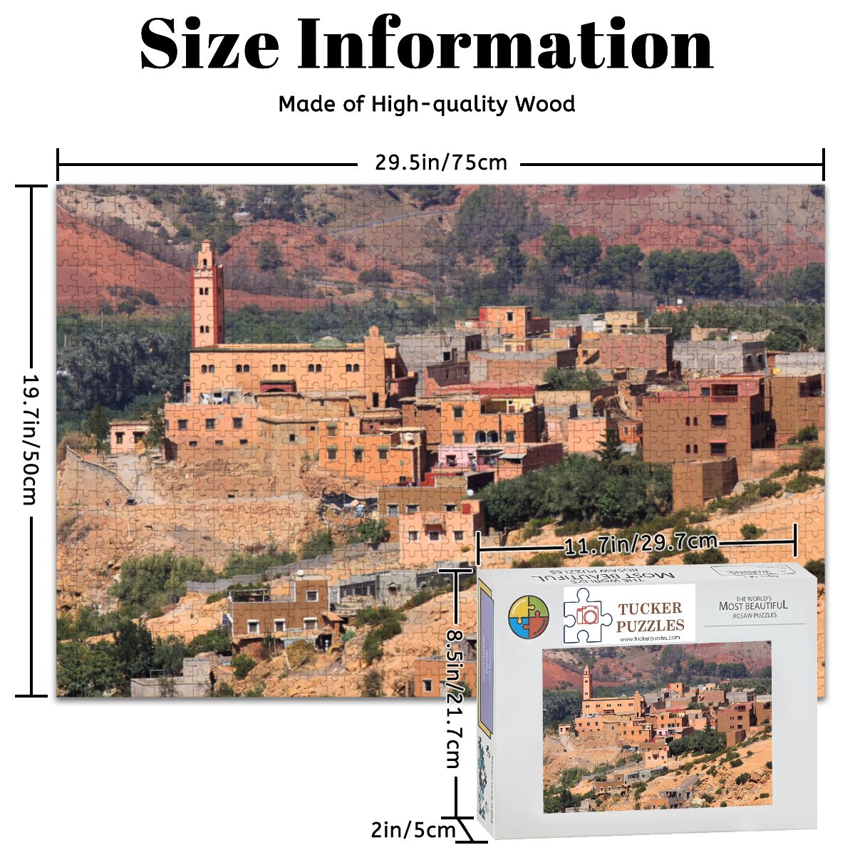 Berber Village, Atlas Mountains, Morocco; Wooden Jigsaw Puzzle 1000 pcs (Horizontal)