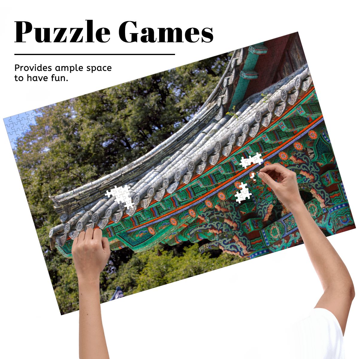 Korean Temple Roof, South Korea, 2024; Wooden Jigsaw Puzzles 1000 pcs (Horizontal)